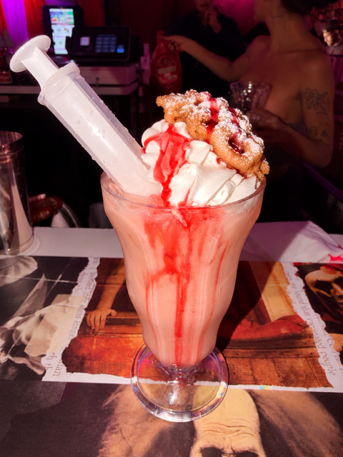 Rose champagne cocktail at Carnevil